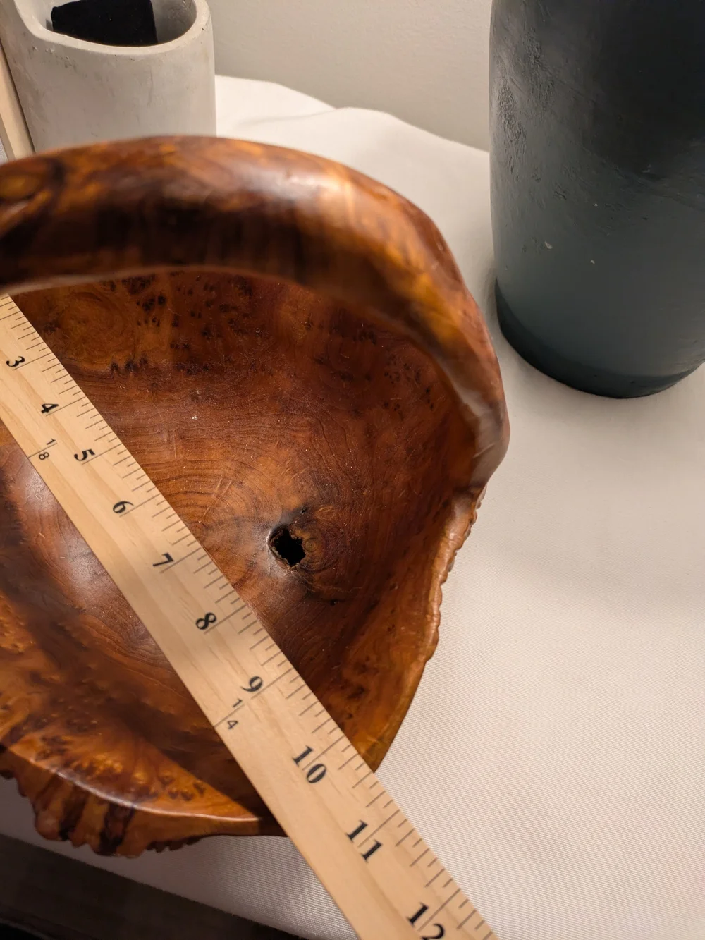 Handcrafted Burl Wood Root Basket Bowl Natural Brown Vintage 10x9 Inches MCM